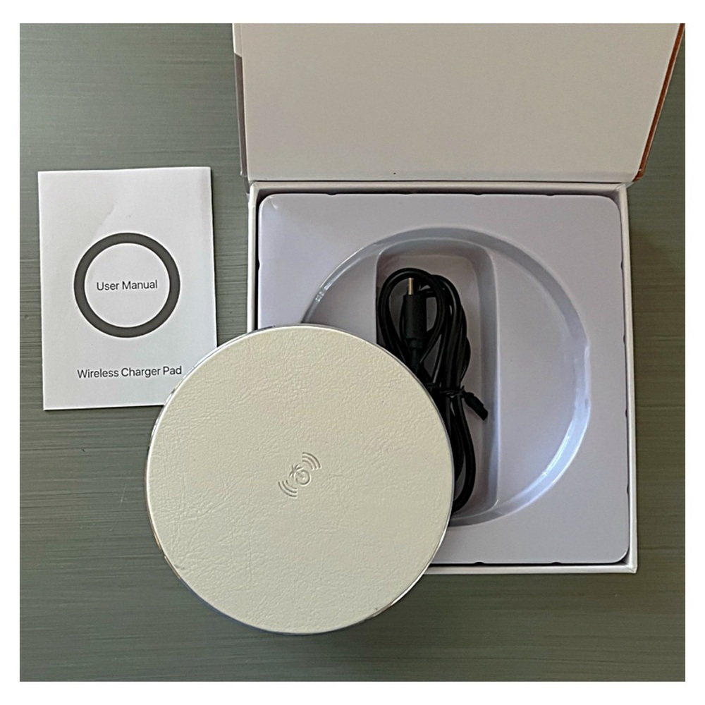 NORDSTROM PHUNKEETREE Wireless White Leather Charging Pad Cable QI Technology - Picture 7 of 12